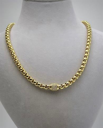 Vp 14 K Altın Kaplama Taşlı Silindir Kolye 45cm