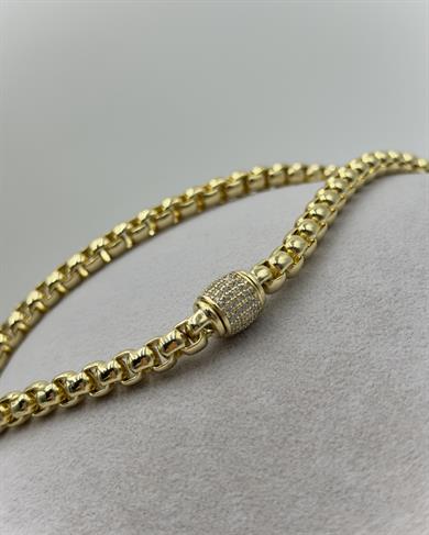 Vp 14 K Altın Kaplama Taşlı Silindir Kolye 45cm