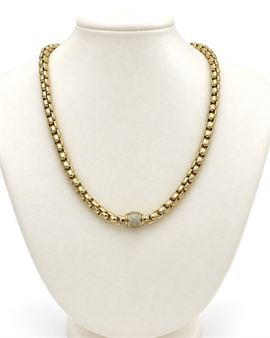 Vp 14 K Altın Kaplama Taşlı Silindir Kolye 45cm