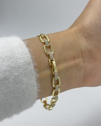 Vp 14 K Altın Kaplama Taşlı Zarafet Zincir Model Bileklik