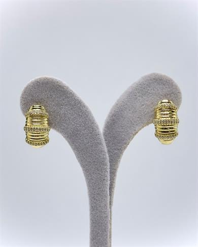 Vp 14 K Altın Kaplama Üç Sıra Taşlı Sepet Model Küpe