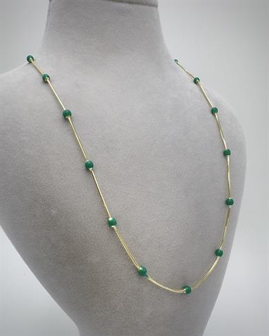 Vp 14 K Altın Kaplama Yeşilı Dorika Model Zincir 50cm