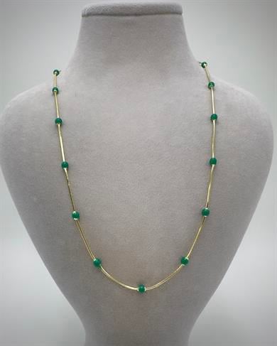 Vp 14 K Altın Kaplama Yeşilı Dorika Model Zincir 50cm