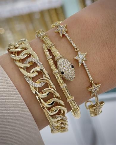 Vp 14 K Altın Kaplama Yılan Model Kombin Set