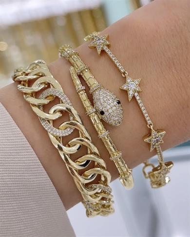 Vp 14 K Altın Kaplama Yılan Model Kombin Set