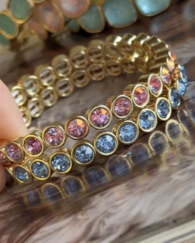 Vp 14 K Pembe Kristal  Taşlı Esnek  Bileklik