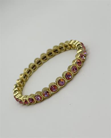 Vp 14 K Pembe Kristal  Taşlı Esnek  Bileklik