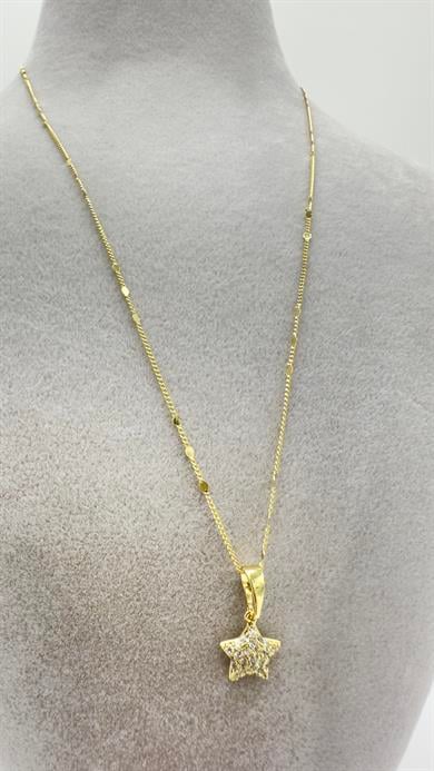 Vp 14 K Aynalı Zincir Model Yıldız Kolye 45cm