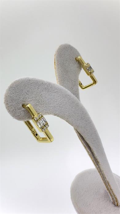 Vp 14 K Baget Taşlı Kare Model Küpe