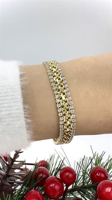 Vp 14 K Çift Sıra Taşlı Curp Model Bileklik