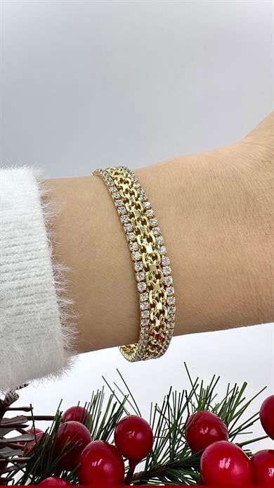 Vp 14 K Çift Sıra Taşlı Curp Model Bileklik