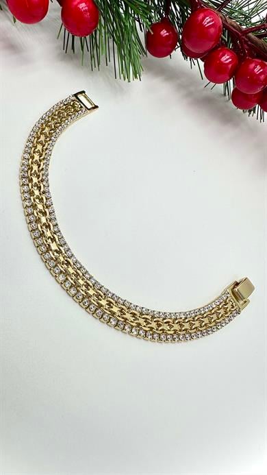 Vp 14 K Çift Sıra Taşlı Curp Model Bileklik