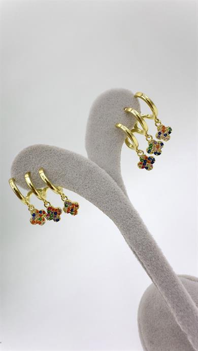 Vp 14 K Çoklu Renkli Yonca Küpe