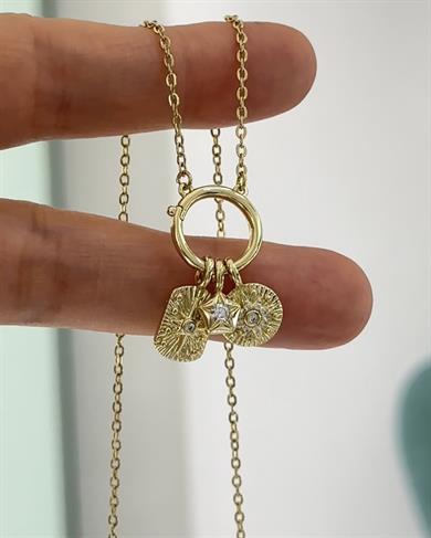 Vp 14 K Gold Halka Bağlantılı Tasarım Kolye 45+5cm