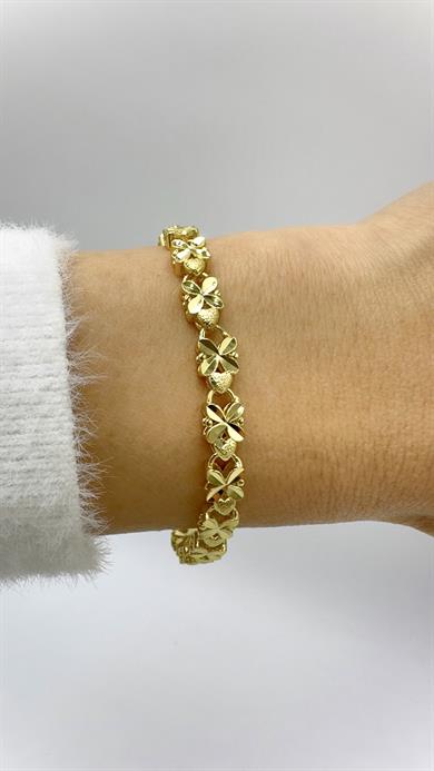 Vp 14 K Kalp Detaylı Yonca Model Bileklik
