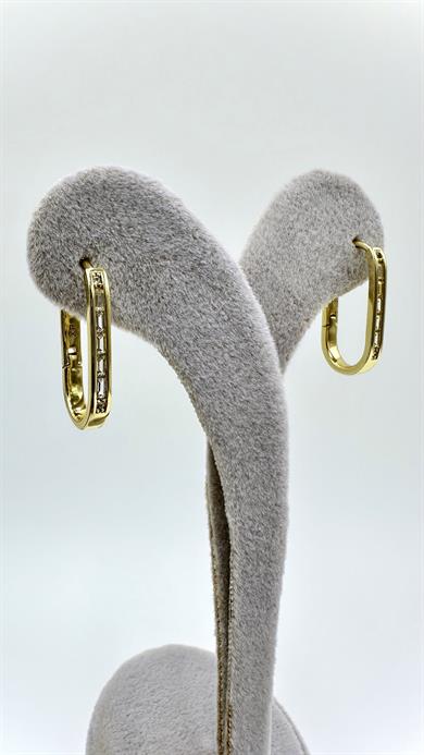 Vp 14 K Kanal Taşlı Oval Model Küpe