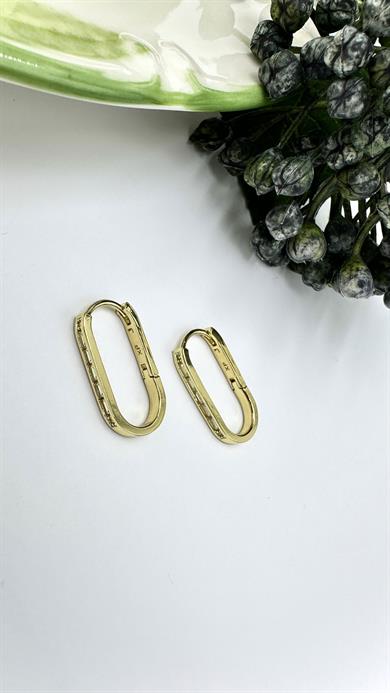 Vp 14 K Kanal Taşlı Oval Model Küpe