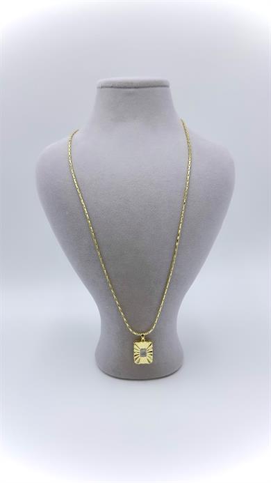 Vp 14 K Kare Bağet Taşlı Güneş Model Kolye 60cm
