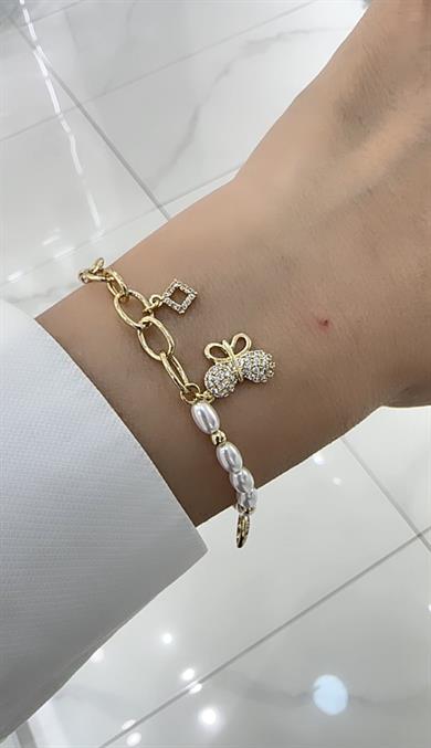 Vp 14 K Kelebekli İnci Bileklik