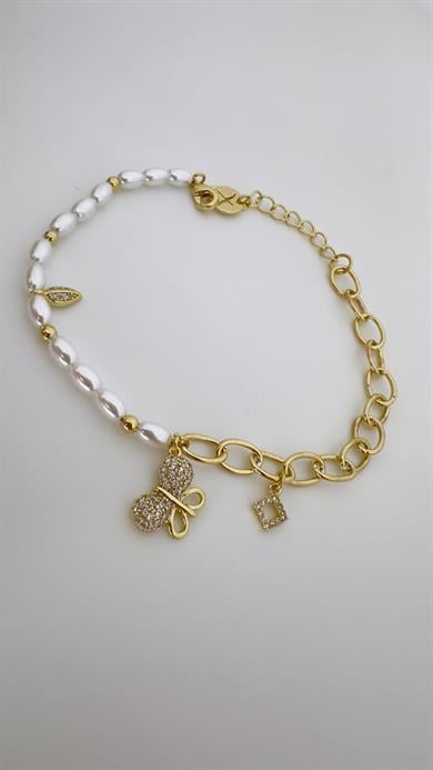 Vp 14 K Kelebekli İnci Bileklik