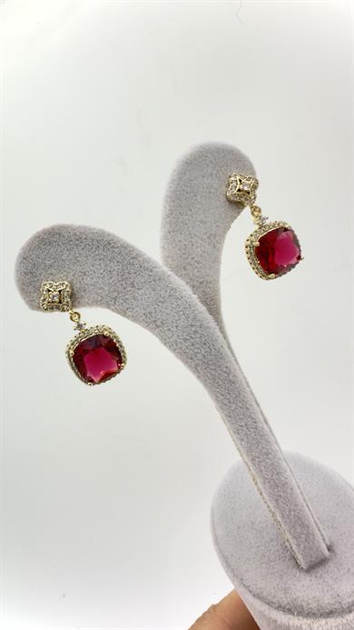 Vp 14 K Kırmızı Baget Salantılı Model Küpe