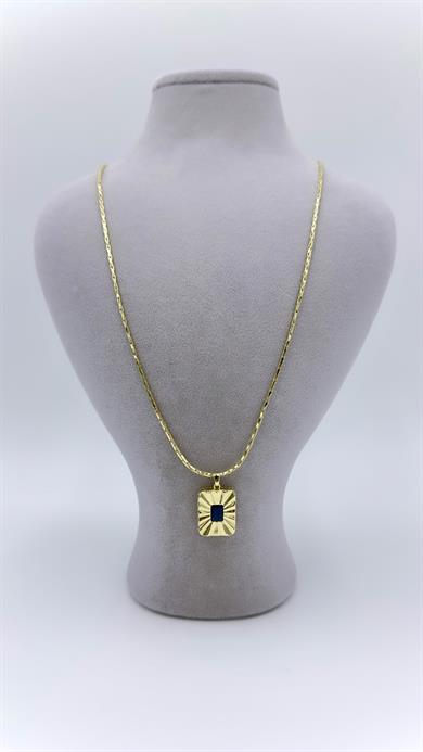 Vp 14 K Lacivert Bağet Taşlı Güneş Model Kolye 60cm