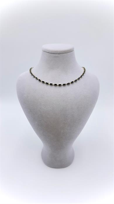 Vp 14 K Lacivert İnce Baget Detaylı Kolye 36+7cm