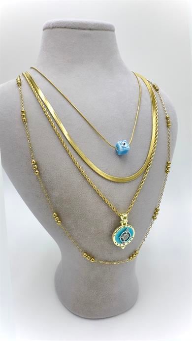 Vp 14 K Mavi Charmlı Çoklu Model Kolye