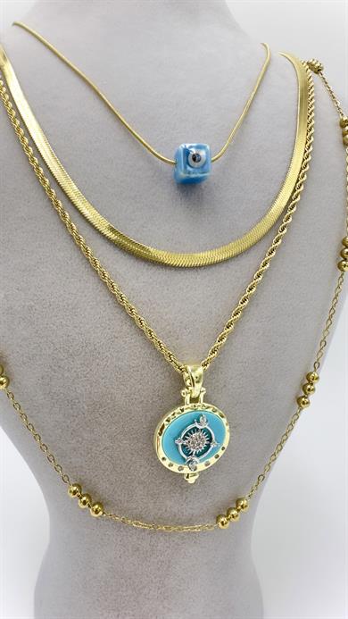 Vp 14 K Mavi Charmlı Çoklu Model Kolye