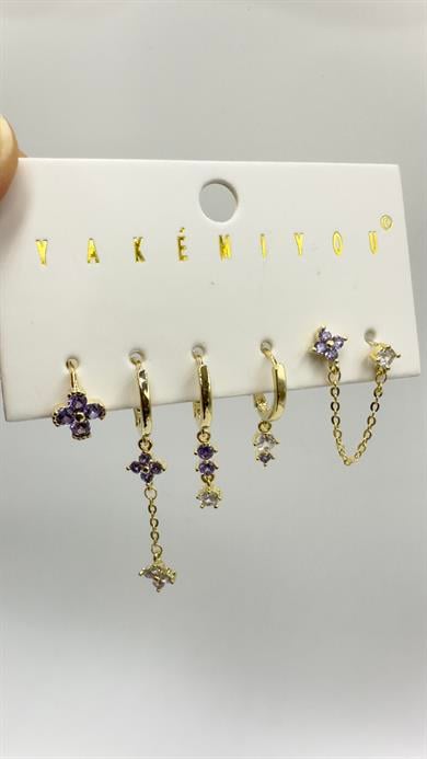 Vp 14 K Mor Renkli Çoklu Model Küpe