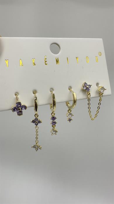 Vp 14 K Mor Renkli Çoklu Model Küpe