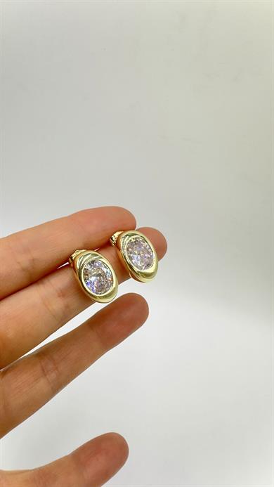 Vp 14 K Oval Tektaş Küpe