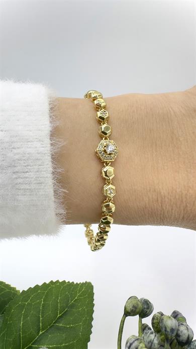 Vp 14 K Petek Tek Taş Model Bileklik