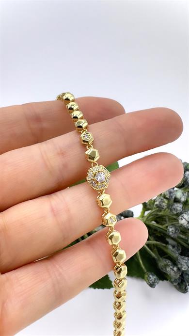 Vp 14 K Petek Tek Taş Model Bileklik