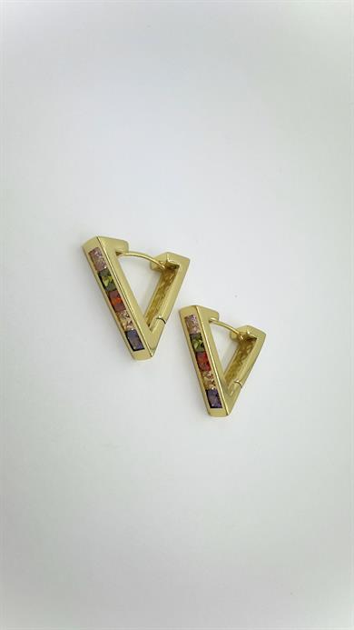 Vp 14 K Renkli Taşlı Üçgen Model Küpe