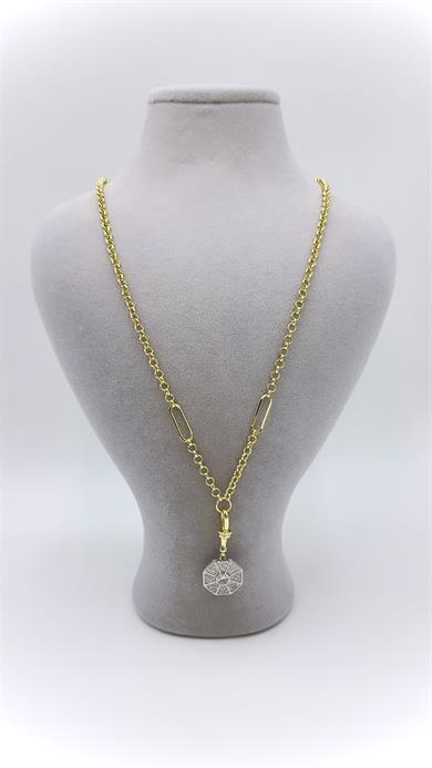 Vp 14 K / Sılver Taşlı Altıgen Model Kolye 55+5cm