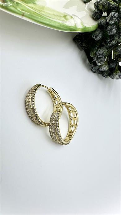 Vp 14 K Altın Kaplama Sıra Taşlı Halka Model Küpe