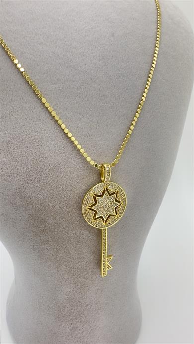 Vp 14 K Taşlı Anahtar Kolye 50cm