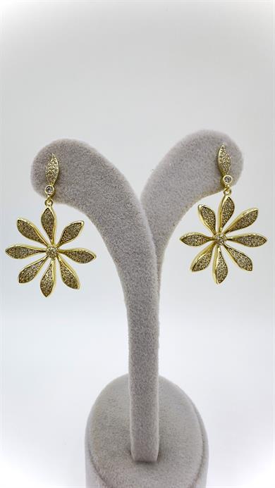 Vp 14 K Taşlı Çiçek Model Sallantılı Küpe