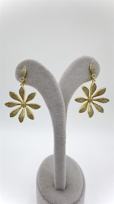 Vp 14 K Taşlı Çiçek Model Sallantılı Küpe