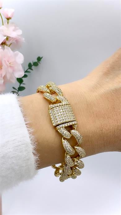 Vp 14 K Taşlı Cuban Model Bileklik