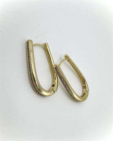 Vp 14 K Taşlı Elips Halka Model Küpe
