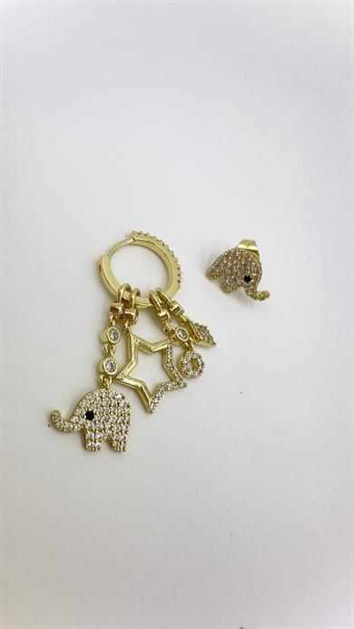 Vp 14 K Taşlı Fil Sallantılı Model Küpe