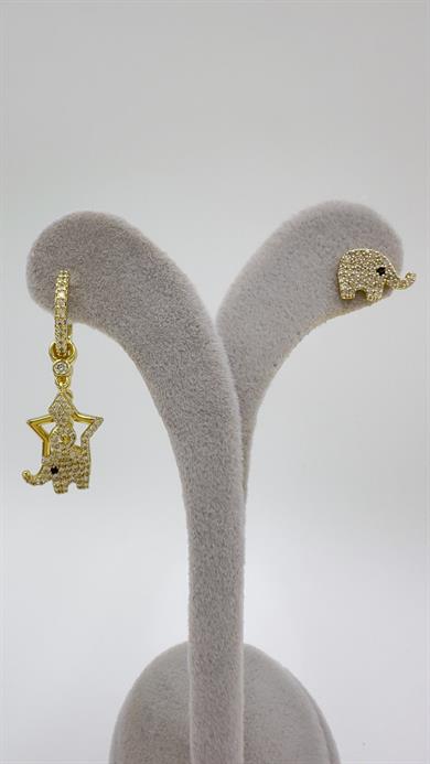 Vp 14 K Taşlı Fil Sallantılı Model Küpe