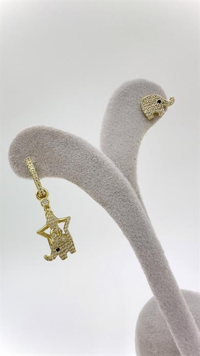 Vp 14 K Taşlı Fil Sallantılı Model Küpe