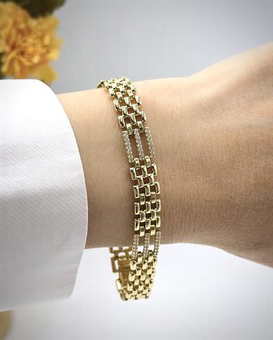 Vp 14 K Taşlı Geçme Bar Model Bileklik