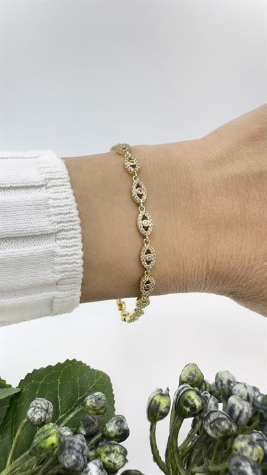 Vp 14 K Taşlı Altın Kaplama Göz Bileklik