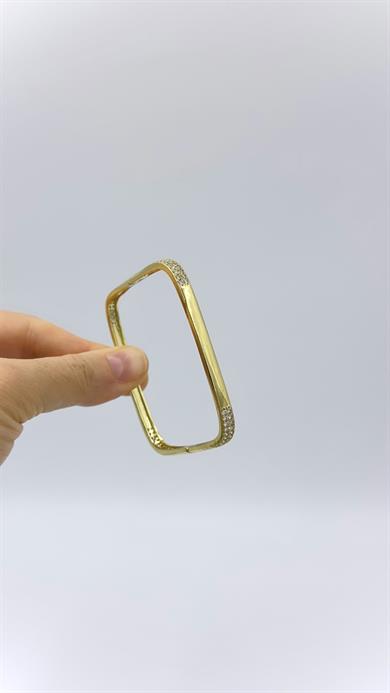 Vp 14 K Taşlı Kare Model Kelepçe Bileklik