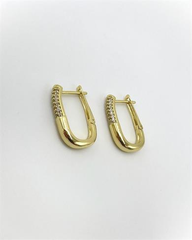 Vp 14 K Taşlı Oval Halka Model Küpe