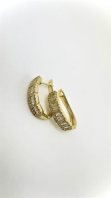 Vp 14 K Taşlı Oval Kare Model Küpe